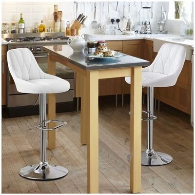 Taburetes de Bar Ajustables Blancos con Giro y Reposapiés - Yaheetech Taburetes de Bar Ajustables Blancos con Giro y Reposapiés - Yaheetech
