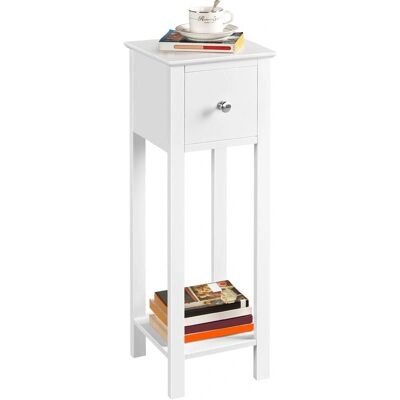 Mesita de Noche Blanca YAHEETECH - 25x25x70cm Mesita Compacta para Dormitorio Mesita de Noche Blanca YAHEETECH - 25x25x70cm Mesita Compacta para Dormitorio