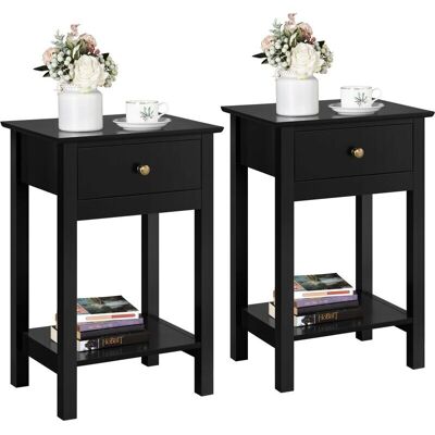 Yaheetech Conjunto de 2 Mesitas de Noche Modernas 40x30x61cm con Cajón Yaheetech Conjunto de 2 Mesitas de Noche Modernas 40x30x61cm con Cajón
