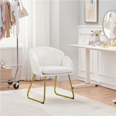 Silla de Terciopelo Blanco Yaheetech - Muebles para Espacios Pequeños Silla de Terciopelo Blanco Yaheetech - Muebles para Espacios Pequeños