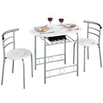 Yaheetech - Mesa de Comedor Redonda con 2 Sillas - Conjunto Cocina Compacto Yaheetech - Mesa de Comedor Redonda con 2 Sillas - Conjunto Cocina Compacto
