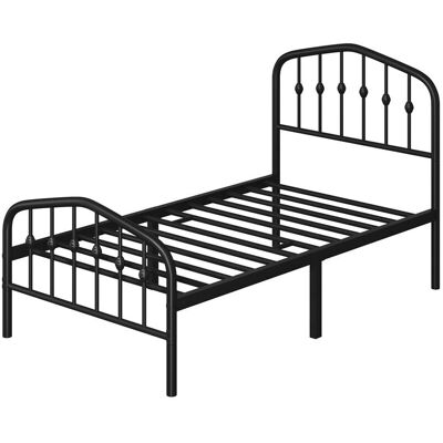 Marco de cama de metal Yaheetech con cabecero y piecero altos - Negro Marco de cama de metal Yaheetech con cabecero y piecero altos - Negro