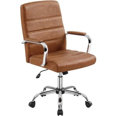 Silla de Oficina YAHEETECH - Giratoria Ajustable en Cuero Sintético - Marrón Silla de Oficina YAHEETECH - Giratoria Ajustable en Cuero Sintético - Marrón