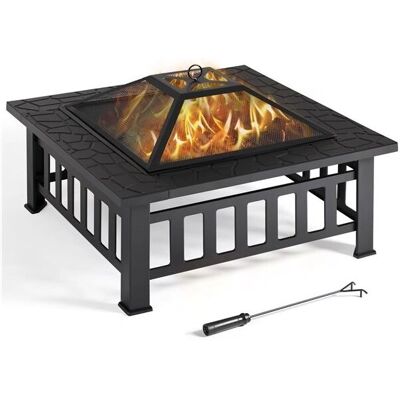 Yaheetech - 86 cm Fire Pit - 3-in-1 - Black - Outdoor Fire Pit Yaheetech - 86 cm Fire Pit - 3-in-1 - Black - Outdoor Fire Pit