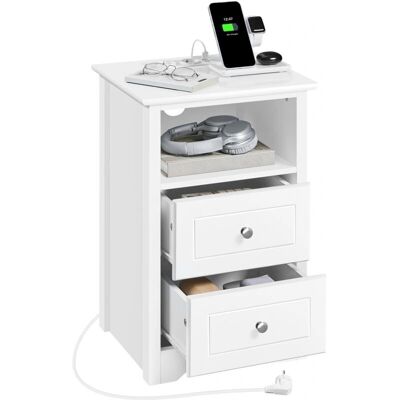 Yaheetech - Nightstand with Charging Station - Blanco - Nightstand Yaheetech - Nightstand with Charging Station - Blanco - Nightstand