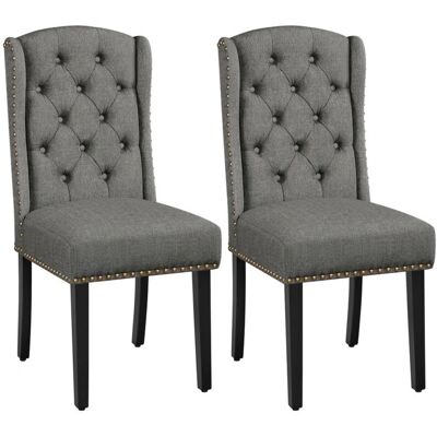 Yaheetech - Sillas de comedor tapizadas - Gris - Patas de madera Yaheetech - Sillas de comedor tapizadas - Gris - Patas de madera