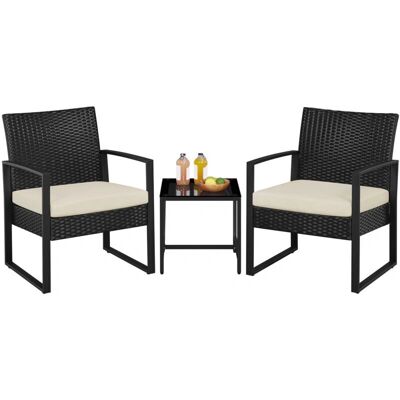 YAHEETECH - 3-Pc Rattan Jardín - Almohadillado YAHEETECH - 3-Pc Rattan Jardín - Almohadillado