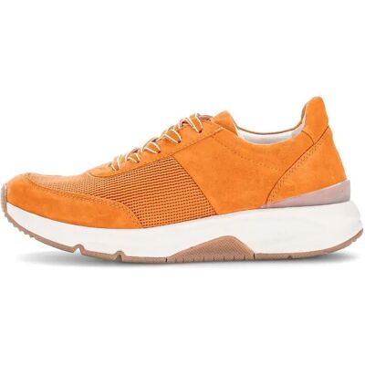 GABOR ROLLINGSOFT Dames Oranje Veloursleder Sportsneaker met Wedge GABOR ROLLINGSOFT Dames Oranje Veloursleder Sportsneaker met Wedge