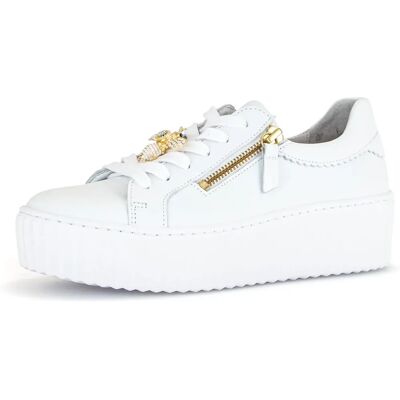 Gabor Dotcom Weiße Turnschuhe - Seitlicher Reißverschluss & Leder - 4,5cm Absatz Gabor Dotcom Weiße Turnschuhe - Seitlicher Reißverschluss & Leder - 4,5cm Absatz