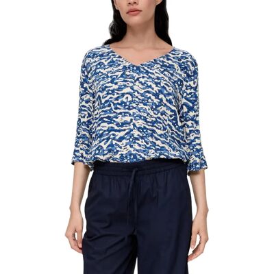 s.Oliver Gr. 38 Blue Beige Casual V-Neck Blouse - blouse s.Oliver Gr. 38 Blue Beige Casual V-Neck Blouse - blouse