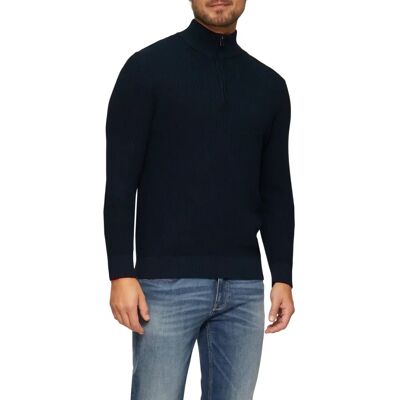 s.Oliver XL Blauer Pullover mit Rippmuster - Pullover s.Oliver XL Blauer Pullover mit Rippmuster - Pullover
