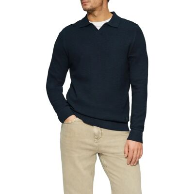 s.Oliver M Pull en maille bleu avec col polo - Publicité s.Oliver M Pull en maille bleu avec col polo - Publicité