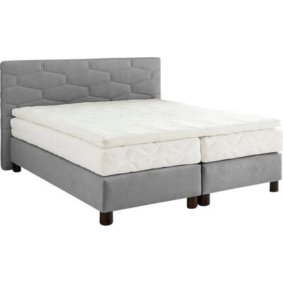 Westfalia Schlafkomfort Graues Boxspringbett mit Topper - Bett Westfalia Schlafkomfort Graues Boxspringbett mit Topper - Bett
