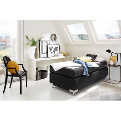 Westfalia Schlafkomfort Holland Boxspringbett - Microvelours, Schwarz, 90x200cm Westfalia Schlafkomfort Holland Boxspringbett - Microvelours, Schwarz, 90x200cm