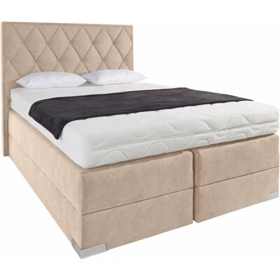Westfalia Schlafkomfort Boxspringbett - 150x212cm, Beige, Microvelours Topper Westfalia Schlafkomfort Boxspringbett - 150x212cm, Beige, Microvelours Topper