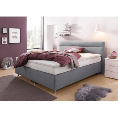 Deutsches Boxspringbett - Grau, 200x200cm, H3, 5-Zonen-Taschenfederkern Deutsches Boxspringbett - Grau, 200x200cm, H3, 5-Zonen-Taschenfederkern