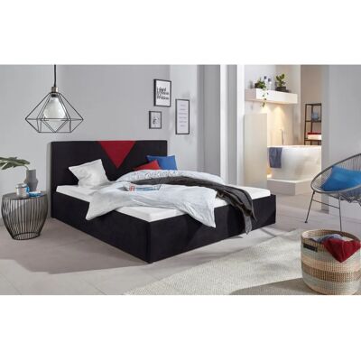 WESTFALIA SCHLAFKOMFORT Malibu Polsterbett - Microfaser, 160x200 cm, Schwarz/Rot WESTFALIA SCHLAFKOMFORT Malibu Polsterbett - Microfaser, 160x200 cm, Schwarz/Rot
