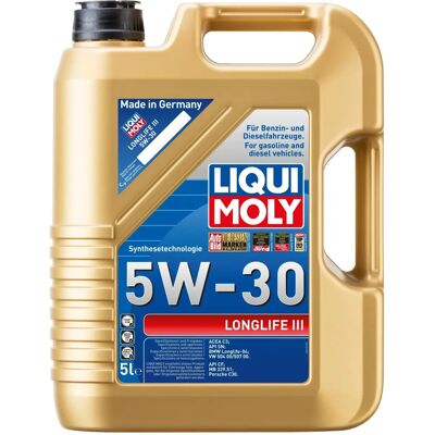 Motorový olej Liqui Moly Longlife III 5W-30 - Typ balení: Kanistr; Kapacita: 5L; Specifikace: ACEA C3, API SN; SAE: 5W-30; Schválení výrobce: VW 504 00, VW 507 00; Doporučeno výrobcem: MB 229.51, BMW Longlife-04, Porsche C30, API CF Motorový olej Liqui Moly Longlife III 5W-30 - Typ balení: Kanistr; Kapacita: 5L; Specifikace: ACEA C3, API SN; SAE: 5W-30; Schválení výrobce: VW 504 00, VW 507 00; Doporučeno výrobcem: MB 229.51, BMW Longlife-04, Porsche C30, API CF