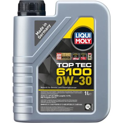 Liqui Moly Top Tec 6100 0W-30 Motorolaj - Kompatibilis BMW Longlife-12 FE Liqui Moly Top Tec 6100 0W-30 Motorolaj - Kompatibilis BMW Longlife-12 FE