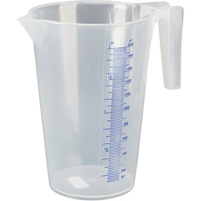 Tasses doseuses transparentes de 2L - Polypropylène, avec échelle, lot de 6 - Publicité Tasses doseuses transparentes de 2L - Polypropylène, avec échelle, lot de 6 - Publicité