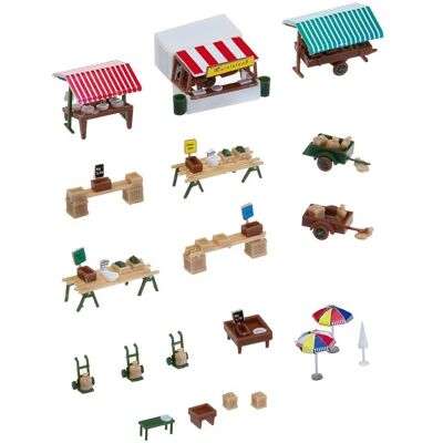 Faller Modellbahn Marktstand & Wagen - N Skala Faller Modellbahn Marktstand & Wagen - N Skala