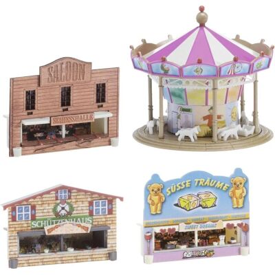 Faller 231722 - Set de mini feria con carrusel, puestos y stand de dulces Faller 231722 - Set de mini feria con carrusel, puestos y stand de dulces