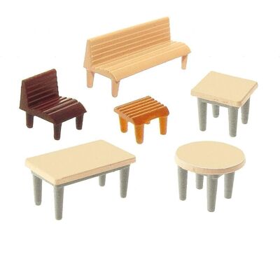 Faller Model Train Building - Tables, Chairs, Benches - N Scale Faller Model Train Building - Tables, Chairs, Benches - N Scale