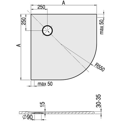 Hoesch Nias Duschwanne - Viertelkreis 1000x1000mm, Weiß Hoesch Nias Duschwanne - Viertelkreis 1000x1000mm, Weiß