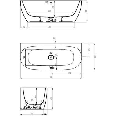 Hoesch Weiße Monolith-Badewanne - Vorwand, 170x75cm, 144L Hoesch Weiße Monolith-Badewanne - Vorwand, 170x75cm, 144L