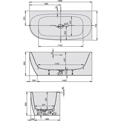 Hoesch Weiße Monolith Eckbadewanne - 160x75cm, links, iSensi Hoesch Weiße Monolith Eckbadewanne - 160x75cm, links, iSensi