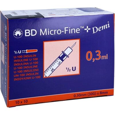 BD - MICRO-FINE+ U100 Ins.Spr. 0,3x8 mm - 100 St - Nadel BD - MICRO-FINE+ U100 Ins.Spr. 0,3x8 mm - 100 St - Nadel