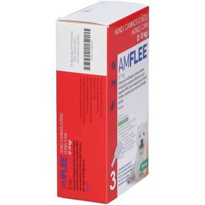 Amflee Trattamento antiparassitario per cani - 67mg, 2-10kg, 3 Pipette Amflee Trattamento antiparassitario per cani - 67mg, 2-10kg, 3 Pipette
