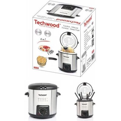 Techwood - Friteuse + Appareil à Fondue 2 en 1 840W - 1 L d'huile - Publicité Techwood - Friteuse + Appareil à Fondue 2 en 1 840W - 1 L d'huile - Publicité