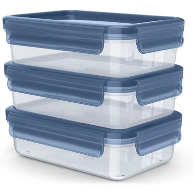 Tefal MasterSeal Eco N1171718 Set med 3 matlådor - 0,8L, Blå/Transparent Tefal MasterSeal Eco N1171718 Set med 3 matlådor - 0,8L, Blå/Transparent