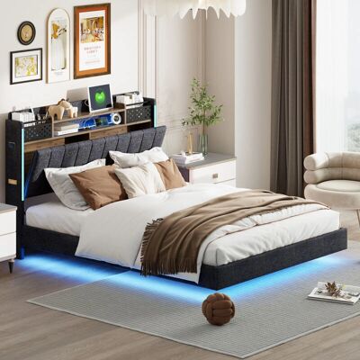 HAUSS SPOLE - Letto imbottito 140x200 cm - Grey - 140x200 cm - Bed HAUSS SPOLE - Letto imbottito 140x200 cm - Grey - 140x200 cm - Bed