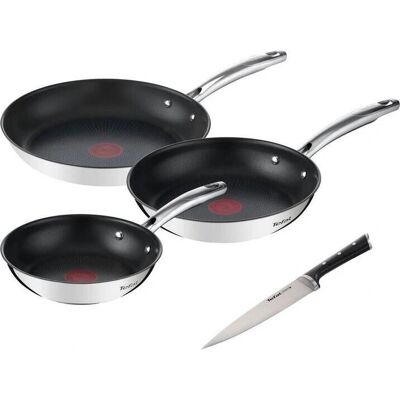 Tefal Duetto+ Ice Force Edelstahl Pfannen-Set - Grau - 28cm Tefal Duetto+ Ice Force Edelstahl Pfannen-Set - Grau - 28cm