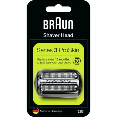 Braun Series 3 32B Parranajokoneen pää - Musta - Pää elektroniikkaan parranajokoneeseen Braun Series 3 32B Parranajokoneen pää - Musta - Pää elektroniikkaan parranajokoneeseen