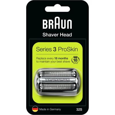 Braun Series 3 32S Shaver Head Replacement - Silver Braun Series 3 32S Shaver Head Replacement - Silver