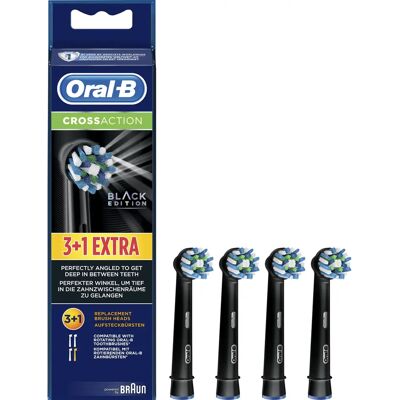 Têtes de brosse à dents Oral-B Noires - Pack de 4 - Compatible avec Brosses Électriques - Publicité Têtes de brosse à dents Oral-B Noires - Pack de 4 - Compatible avec Brosses Électriques - Publicité