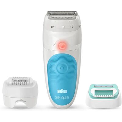Braun Silk-épil 5 SensoSmart Epilador - Impermeable, 2 Velocidades, Blanco/Azul Braun Silk-épil 5 SensoSmart Epilador - Impermeable, 2 Velocidades, Blanco/Azul
