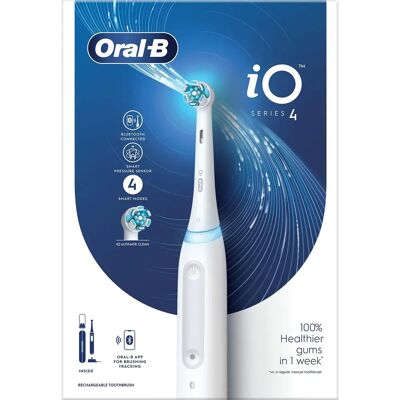 Brosse à dents électrique Oral-B iO4 - Blanc - Adulte, Rechargeable, 4 Modes - Publicité Brosse à dents électrique Oral-B iO4 - Blanc - Adulte, Rechargeable, 4 Modes - Publicité