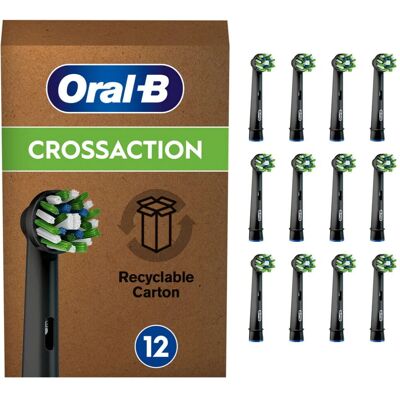 Braun/Oral-B - Cross Action - Black - 12-pack - Toothbrush Head Braun/Oral-B - Cross Action - Black - 12-pack - Toothbrush Head
