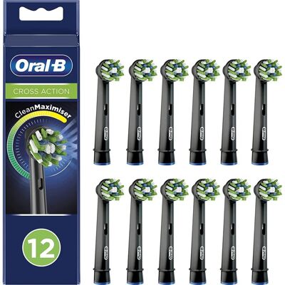 Braun/Oral-B - Cross Action - Black - 12-pack - Toothbrush Head Braun/Oral-B - Cross Action - Black - 12-pack - Toothbrush Head