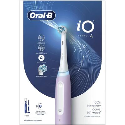 Brosse à dents électrique Braun Oral-B iO4 - Rechargeable Lavande - 4 Modes - Publicité Brosse à dents électrique Braun Oral-B iO4 - Rechargeable Lavande - 4 Modes - Publicité