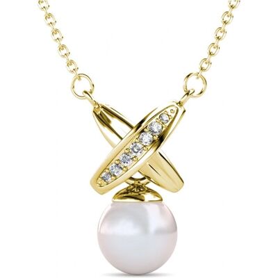 MYC Paris Chris Pearl Ketting - Verguld en Kristal Wit & Goud - One Size MYC Paris Chris Pearl Ketting - Verguld en Kristal Wit & Goud - One Size