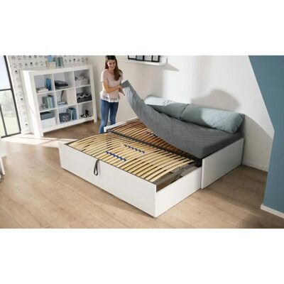 PAIDI Flynn Jugendbett - Weiß & Grau - Ausziehbar, 106cm Breit PAIDI Flynn Jugendbett - Weiß & Grau - Ausziehbar, 106cm Breit