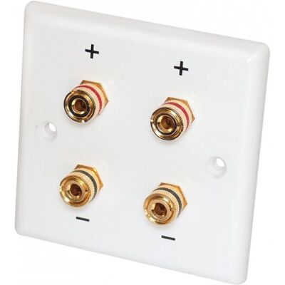 Dynavox 206438 Presa - 2x Banana - Bianco - Piastra murale per altoparlanti Dynavox 206438 Presa - 2x Banana - Bianco - Piastra murale per altoparlanti