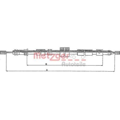 Metzger Peugeot 306 Håndbremsekabel - Bag Venstre - 1696/1427 mm Metzger Peugeot 306 Håndbremsekabel - Bag Venstre - 1696/1427 mm