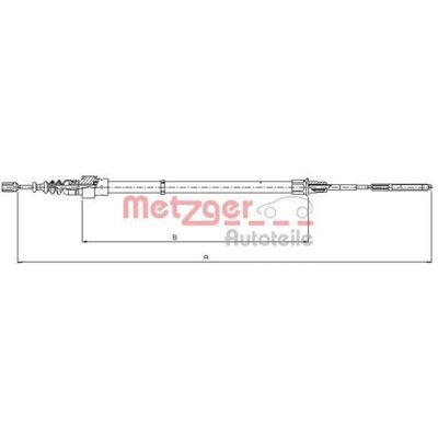Metzger Bagbremsekabel VW Golf Vento - Skivebremse Metzger Bagbremsekabel VW Golf Vento - Skivebremse