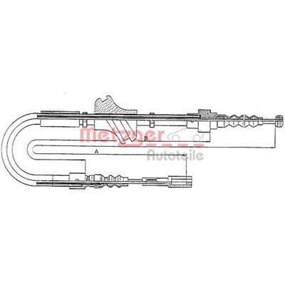 Cavo freno Metzger per Audi 100/200 - Posteriore Sinistro/Destro - 1455/890mm Cavo freno Metzger per Audi 100/200 - Posteriore Sinistro/Destro - 1455/890mm